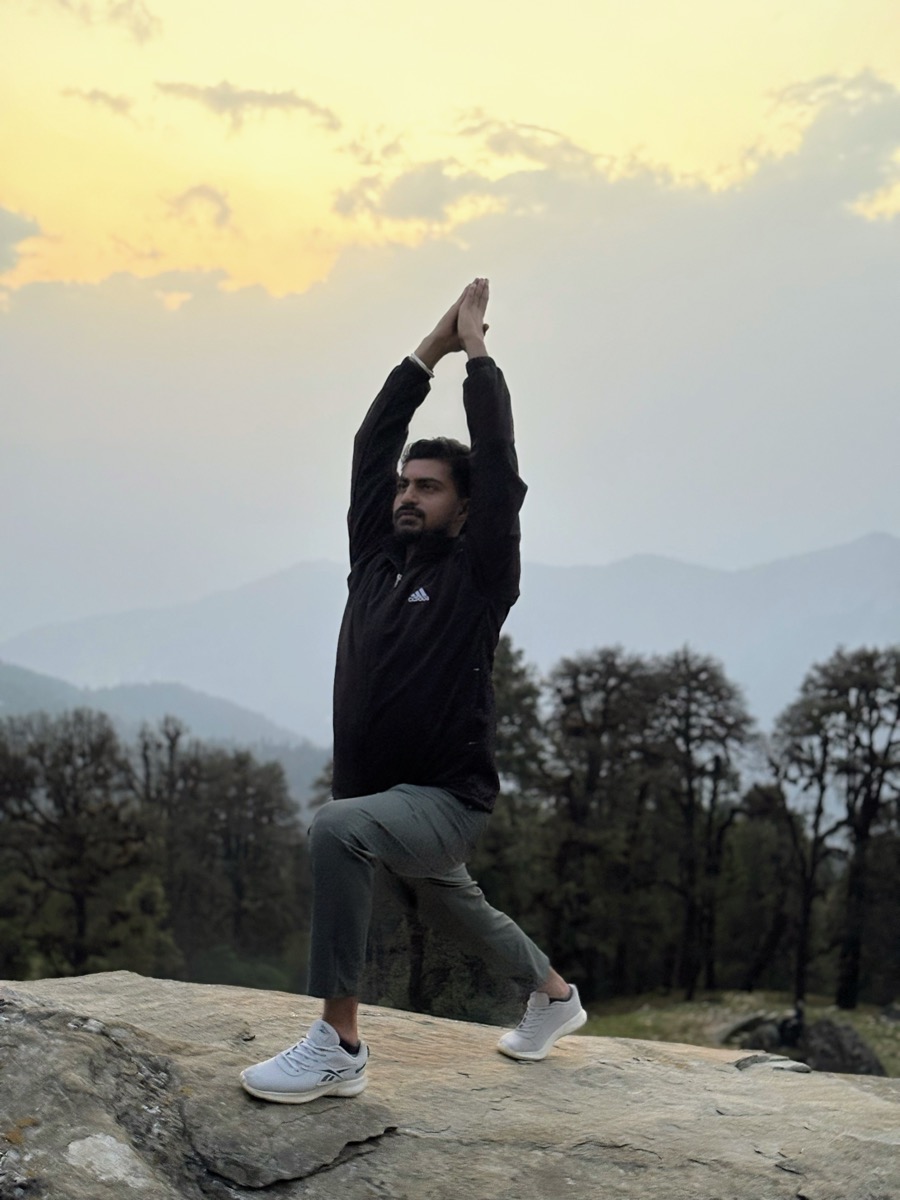 Yoga pose in the mountains